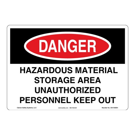 OSHA Compliant Danger/Hazardous Material Safety Signs Outdoor Weather Tuff Plastic (S2) 10 X 7
